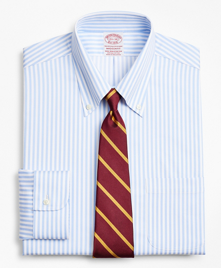 Stretch Madison Classic-Fit Dress Shirt, Non-Iron Twill Button-Down Collar Bold Stripe