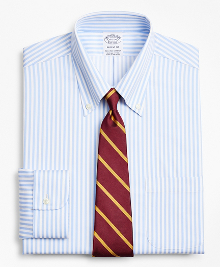 Stretch Regent Fitted Dress Shirt, Non-Iron Twill Button-Down Collar Bold Stripe