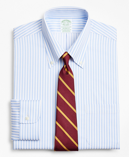 Stretch Milano Slim-Fit Dress Shirt, Non-Iron Twill Button-Down Collar Bold Stripe