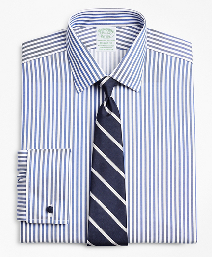Stretch Milano Slim-Fit Dress Shirt, Non-Iron Twill Ainsley Collar French Cuff Bold Stripe