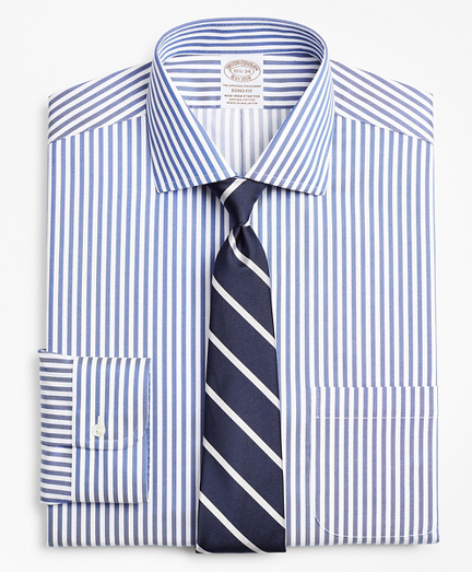 Stretch Soho Extra-Slim-Fit Dress Shirt, Non-Iron Twill English Collar Bold Stripe