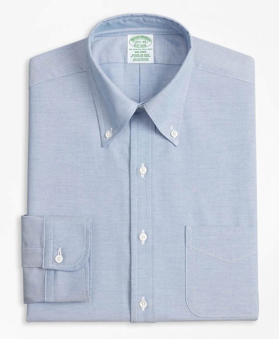 Big and Tall Comfort Collar Blue Oxford Button Down Casual Dress Shirt