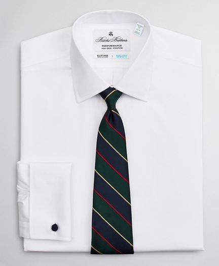 Milano Slim Fit Dress Shirt, Performance Non-Iron with COOLMAX&reg;, Ainsley Collar Twill French Cuff