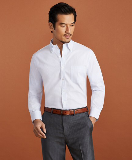 Golden Fleece&reg; Regent Fitted Dress Shirt, Button-Down Collar Striped Jacquard