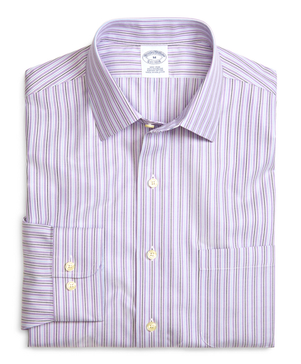 Supima&reg; Cotton Non-Iron Slim Fit Lavender Stripe Twill Sport Shirt