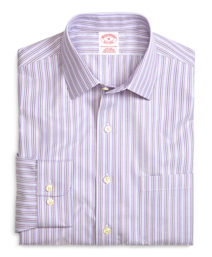 Supima&reg; Cotton Non-Iron Regular Fit Lavender Stripe Twill Sport Shirt
