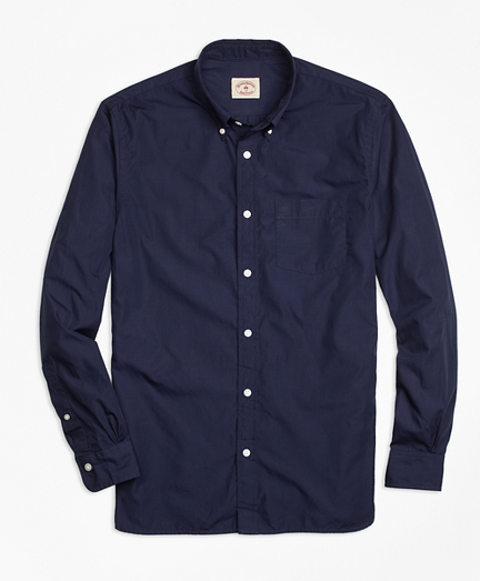 Men's Solid Navy End-on-End Sport Shirt 