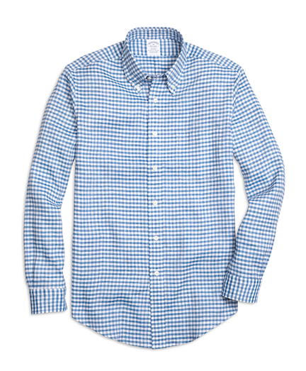 Regent Fit Gingham Linen Sport Shirt