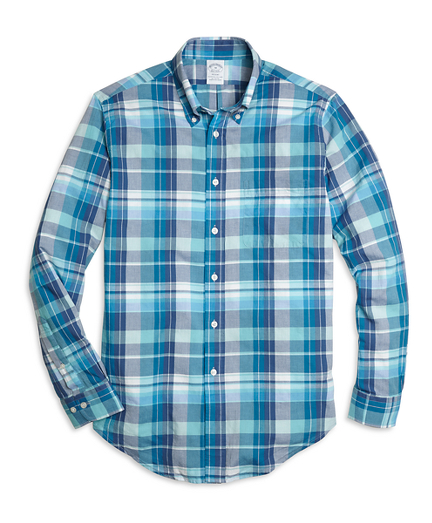 Regent Fit Blue Madras Sport Shirt