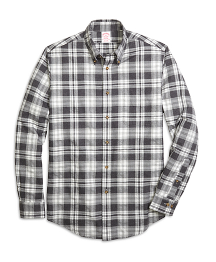 Grey Plaid Flannel Shirt | Brooks Brothers