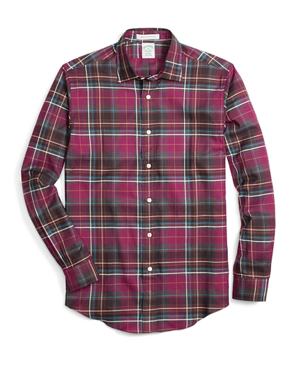 Milano Fit Burgundy Heathered Plaid Sport Shirt