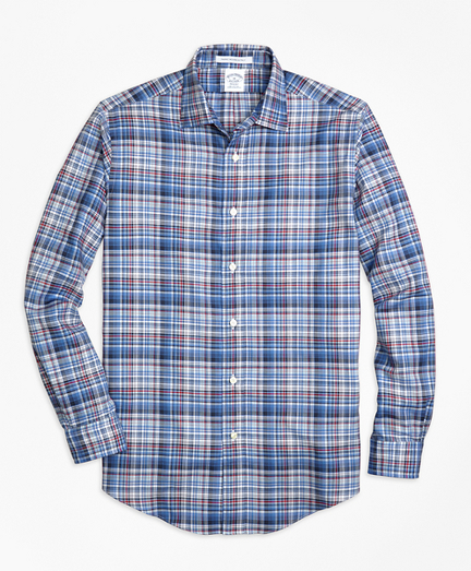Regent Fit Plaid Melange Sport Shirt