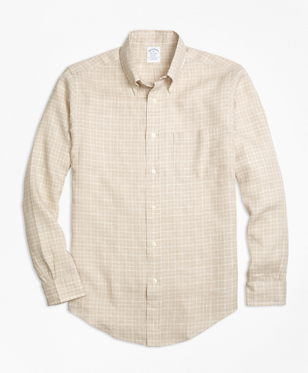 Regent Fit Check Irish Linen Sport Shirt