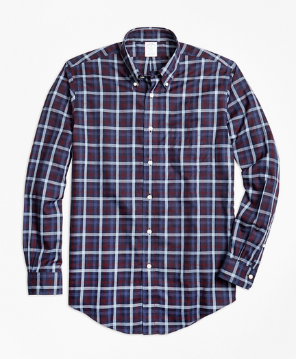 Non-Iron Regent Fit Heathered Plaid Sport Shirt