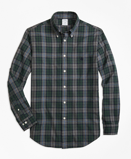 Regent Fit Yarn-Dyed Oxford Plaid Sport Shirt