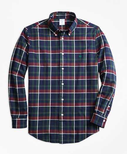 Regent Fit Yarn-Dyed Oxford Navy Plaid Sport Shirt
