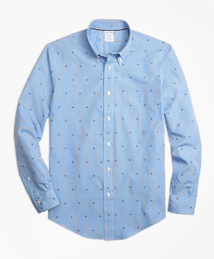 Regent Fit Gingham with Ship's Wheel Print Sport Shirt
