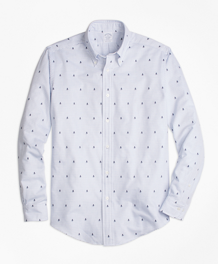 Regent Fit Stripe Boat Print Sport Shirt