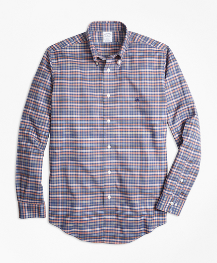 Non-Iron Regent Fit Heathered Multi-Plaid Sport Shirt