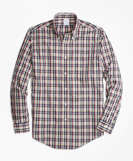 Non-Iron Regent Fit Mini-Madras Sport Shirt