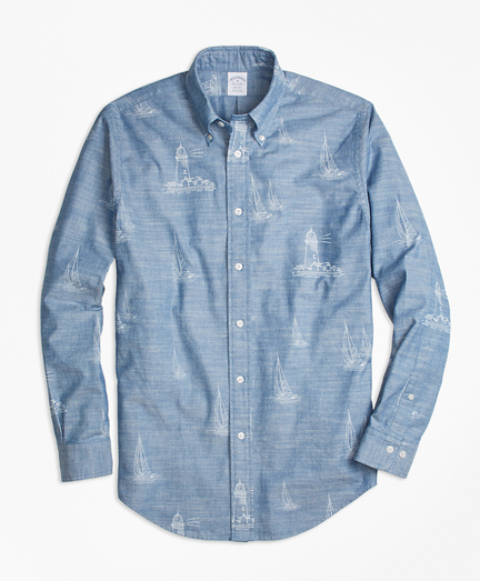 Regent Fit Lighthouse Print Sport Shirt