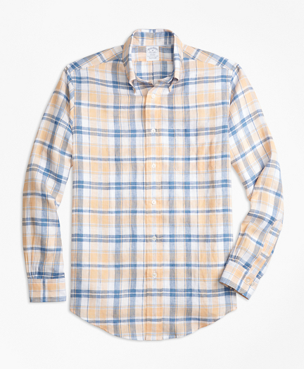 Regent Fit Plaid Irish Linen Sport Shirt
