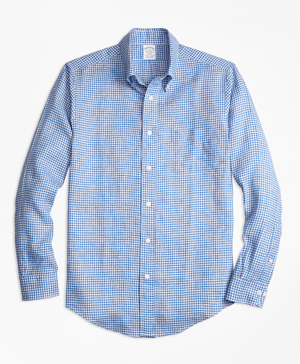 Regent Fit Gingham Irish Linen Sport Shirt