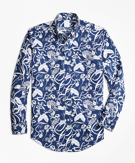 Regent Fit Tropical Print Sport Shirt