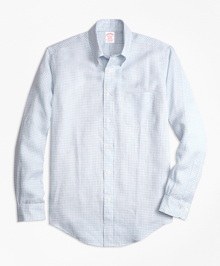 Madison Fit Gingham Irish Linen Sport Shirt