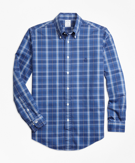 Non-Iron Regent Fit Blue Plaid Sport Shirt