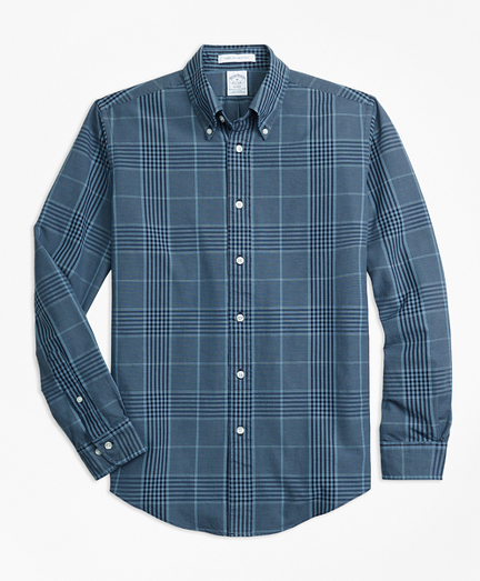 Regent Fit Indigo Glen Plaid Sport Shirt