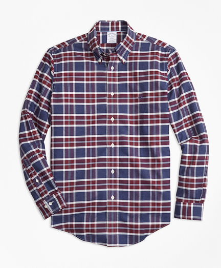 Non-Iron Regent Fit Blue Plaid Sport Shirt