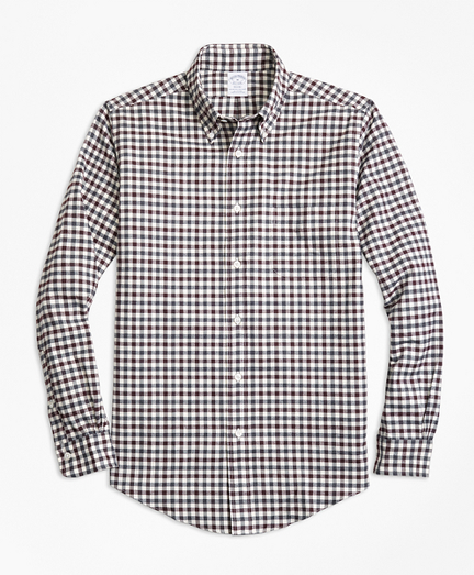 Regent Fit Luxury Two-Color Gingham Flannel Sport Shirt
