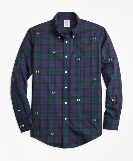 Regent Fit Black Watch with Antler Embroidered Sport Shirt