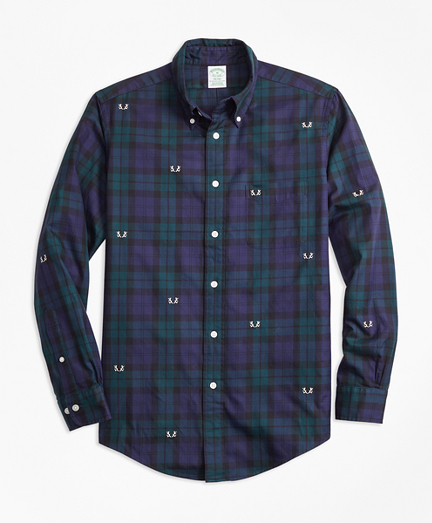 Milano Fit Black Watch with Antler Embroidered Sport Shirt