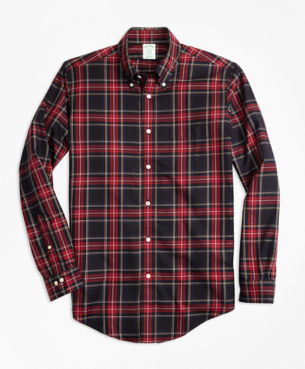 Non-Iron Milano Fit Black Stewart Tartan Sport Shirt