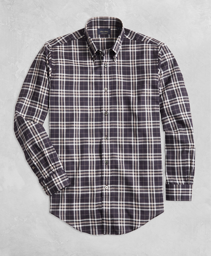 Golden Fleece&reg; Regent Fit Black Plaid Flannel Sport Shirt