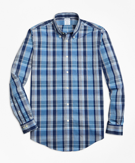Non-Iron Regent Fit Heathered Madras Sport Shirt