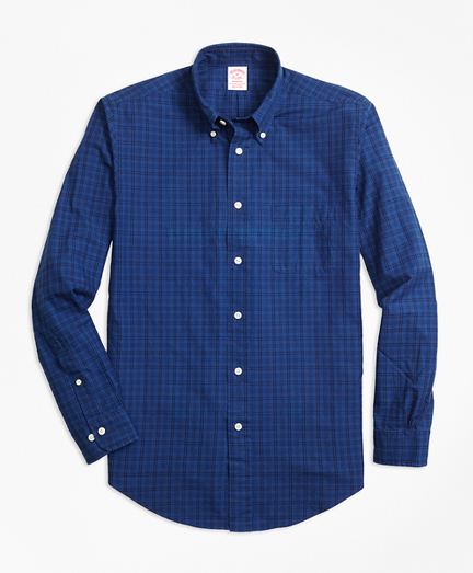 Madison Fit Indigo Tonal Plaid Sport Shirt