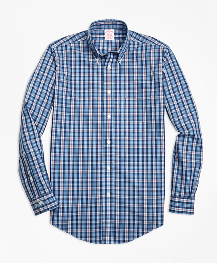 Non-Iron Madison Fit Heathered Multi-Plaid Sport Shirt