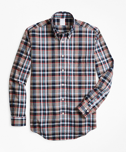 Regent Fit Navy Madras Sport Shirt 