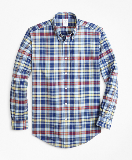 Regent Fit Blue Madras Sport Shirt 