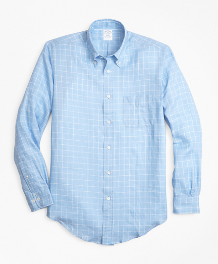 Regent Fit  Windowpane Irish Linen Sport Shirt