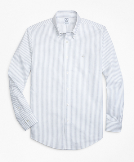 Non-Iron Regent Fit Heathered Oxford Stripe Sport Shirt