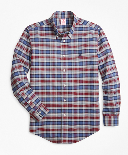 Non-Iron Madison Fit Heathered Plaid Sport Shirt