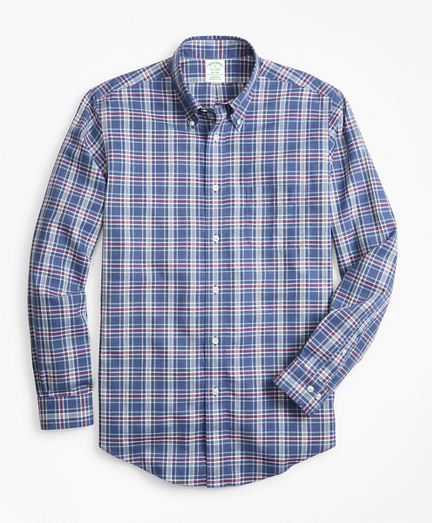 Non-Iron Milano Fit Herringbone Plaid Sport Shirt