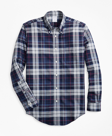 Non-Iron Regent Fit Basketweave Plaid