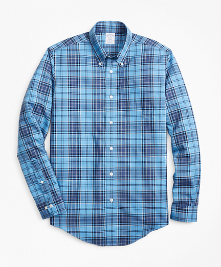 Non-Iron Regent Fit Blue Plaid Sport Shirt