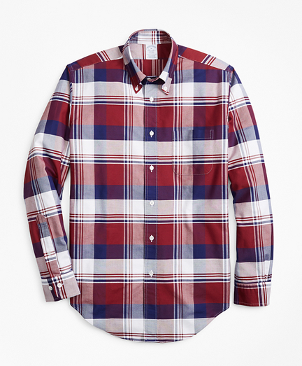 Regent Fit Oxford Large Plaid Sport Shirt