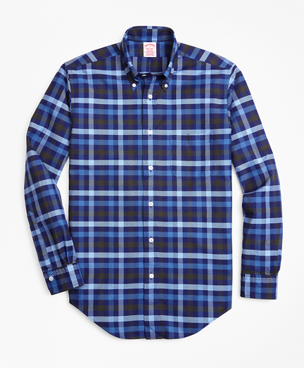 Madison Fit Oxford Two-Color Plaid Sport Shirt